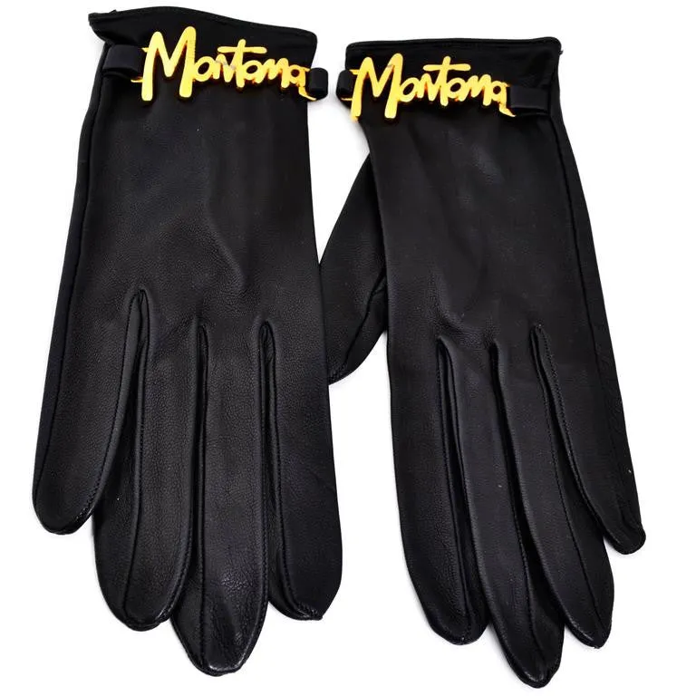 1980s Vintage Claude Montana Black Leather Gloves