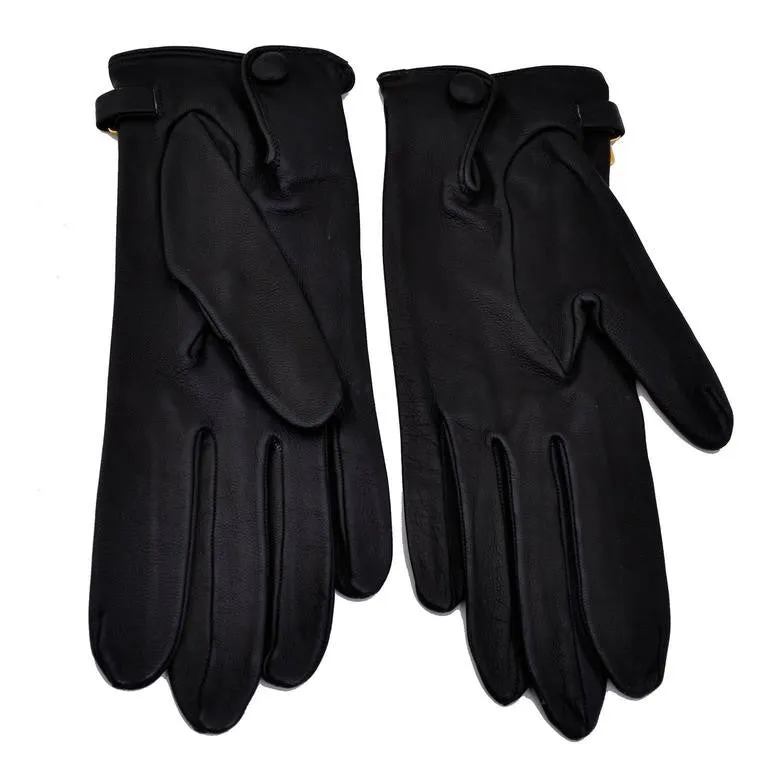 1980s Vintage Claude Montana Black Leather Gloves