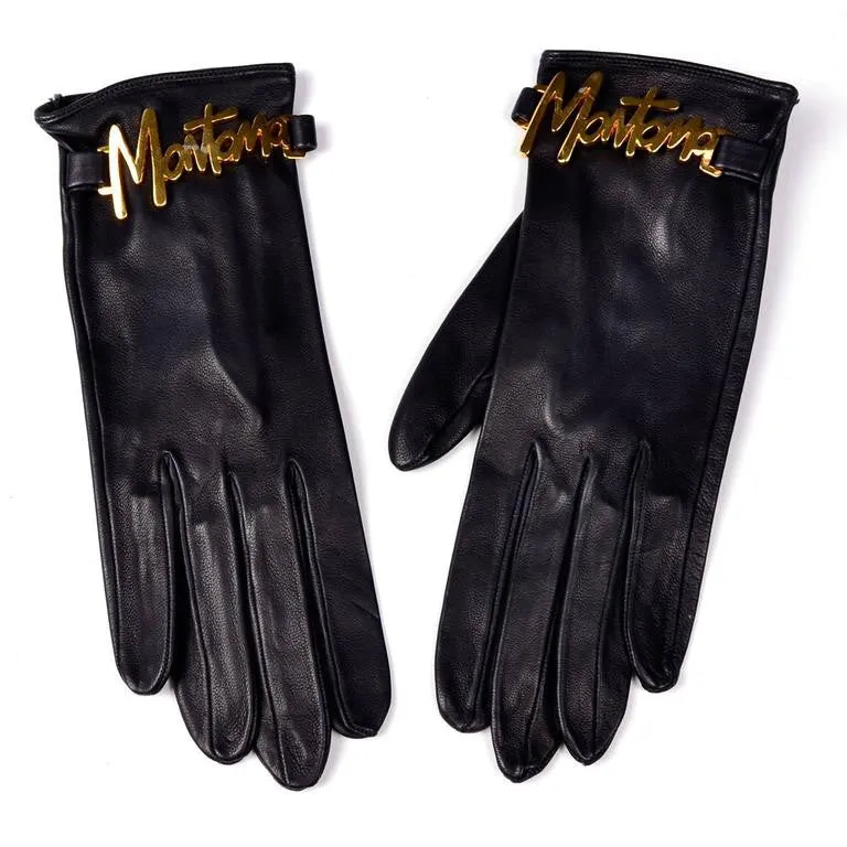 1980s Vintage Claude Montana Black Leather Gloves