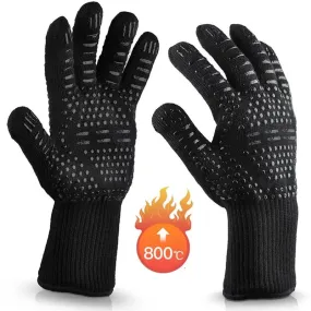 2 Pcs BBQ Gloves High Temperature Resistance Oven Mitts 500 800 Degrees Fireproof Barbecue Heat Insulation Microwave Oven Gloves S3606464