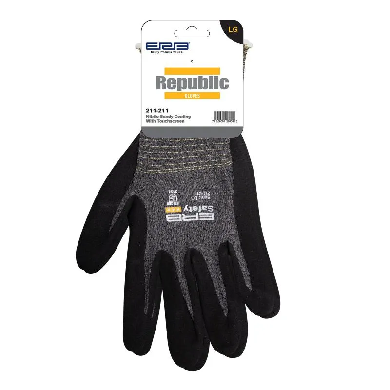 211-211 Premium Nitrile Sandy Coated Nylon Knit Glove 1dozenpair