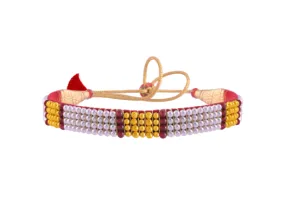 22k Graceful Tushi Gold & Pearl Choker With Red Beads