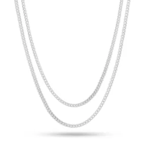 2.5mm White Gold Stainless Steel  Franco Choker Set