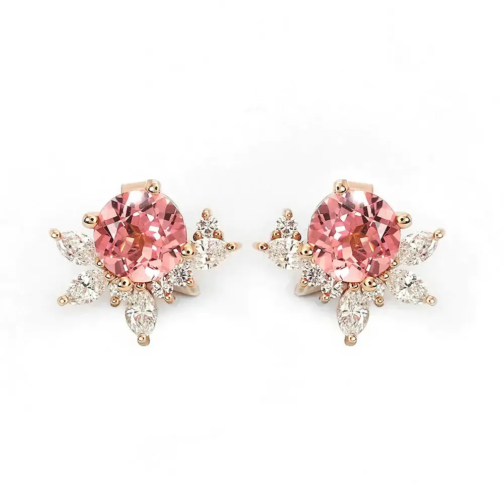 2.7ctw Pink Lab-Grown Sapphire Earrings w/ Lab Grown Diamonds, Delilah