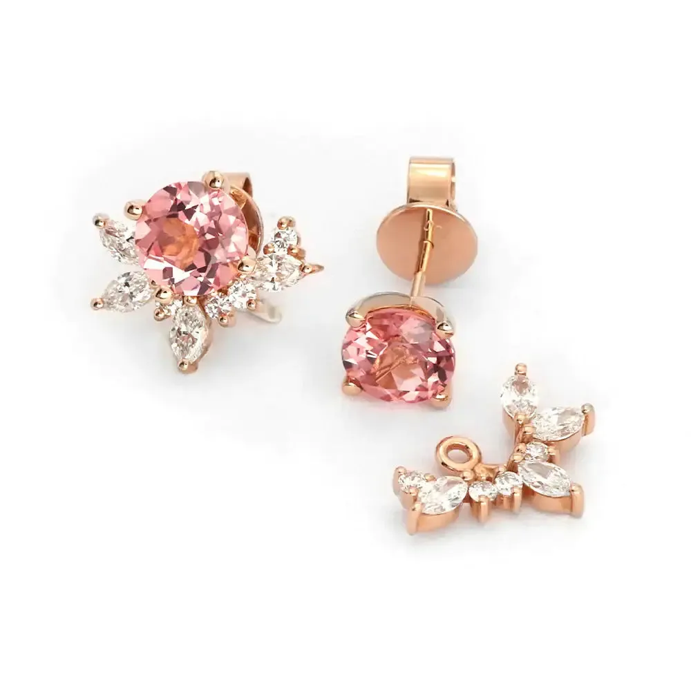 2.7ctw Pink Lab-Grown Sapphire Earrings w/ Lab Grown Diamonds, Delilah