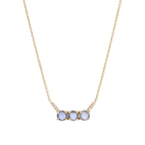 3 Rose Cut Blue Sapphire Equilibrium Necklace