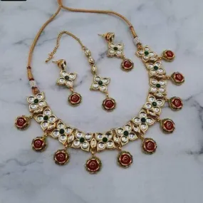 4 Leaf Rose Drop Necklace Set