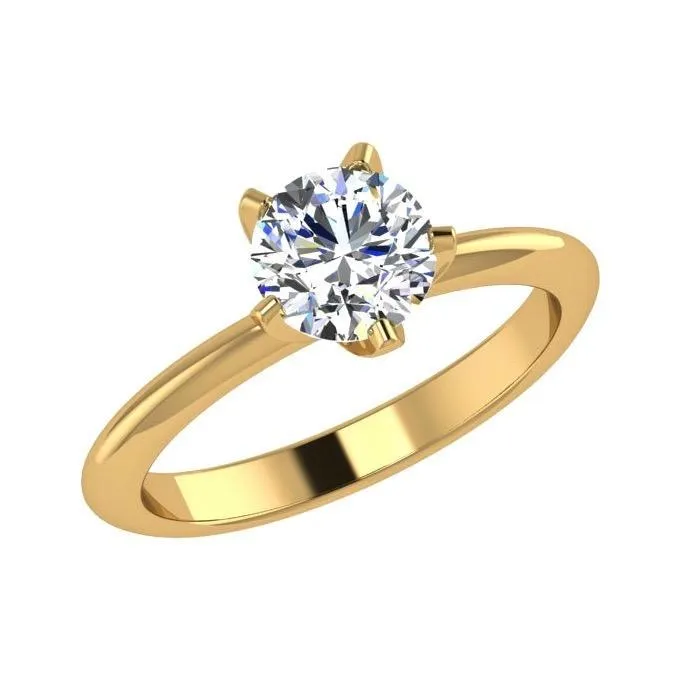 5 Prong Solitaire Diamond Engagement Ring 18K Gold