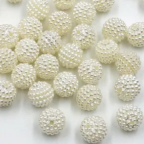 50 Round Spacer Beads -  White Pearl Spacer Beads - Spacers -Jewelry Supplies - Craft Supplies Hollow Flower Beads - Antique Vintage Design