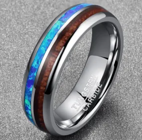 6MM Wood Tungsten Carbide Men Ring