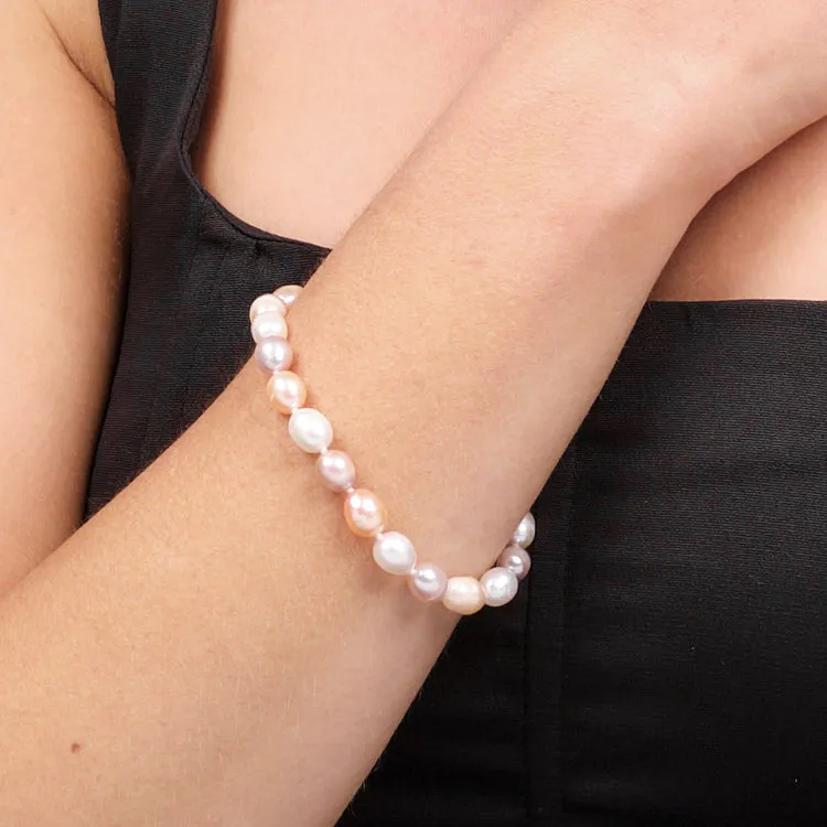 7-8mm Rice Shape Freshwater Pearl Bracelet for Women