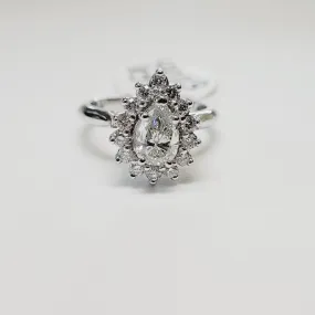 .75 Carat GIA Cert Pear Halo Engagement Ring