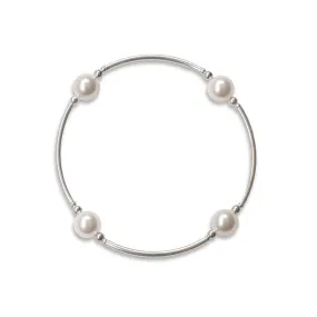 8mm White Pearl Silver Blessing Bracelet: S