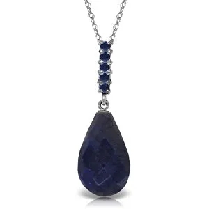 9 Carat 14K Solid White Gold Necklace Briolette Drop Sapphire