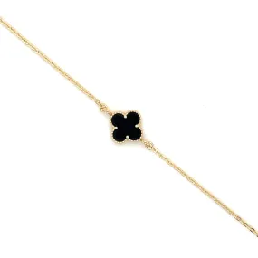 9ct Yellow Gold Black Onyx Clover Bracelet