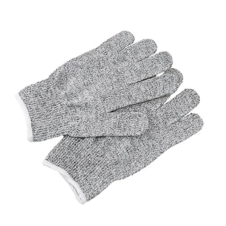 A Pair Cut-resistant Gardening Gloves HPPE Food-grade 5-Level Anti-cutting Anti-wear Safety Working Gloves, Size: L, Length: 24cm(White)