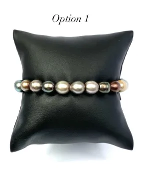 Adjustable Leather Tahitian Pearl Bracelet, Tahiti Pearls, Tahitian Pearls, Sku 985