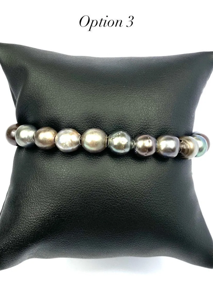 Adjustable Leather Tahitian Pearl Bracelet, Tahiti Pearls, Tahitian Pearls, Sku 985