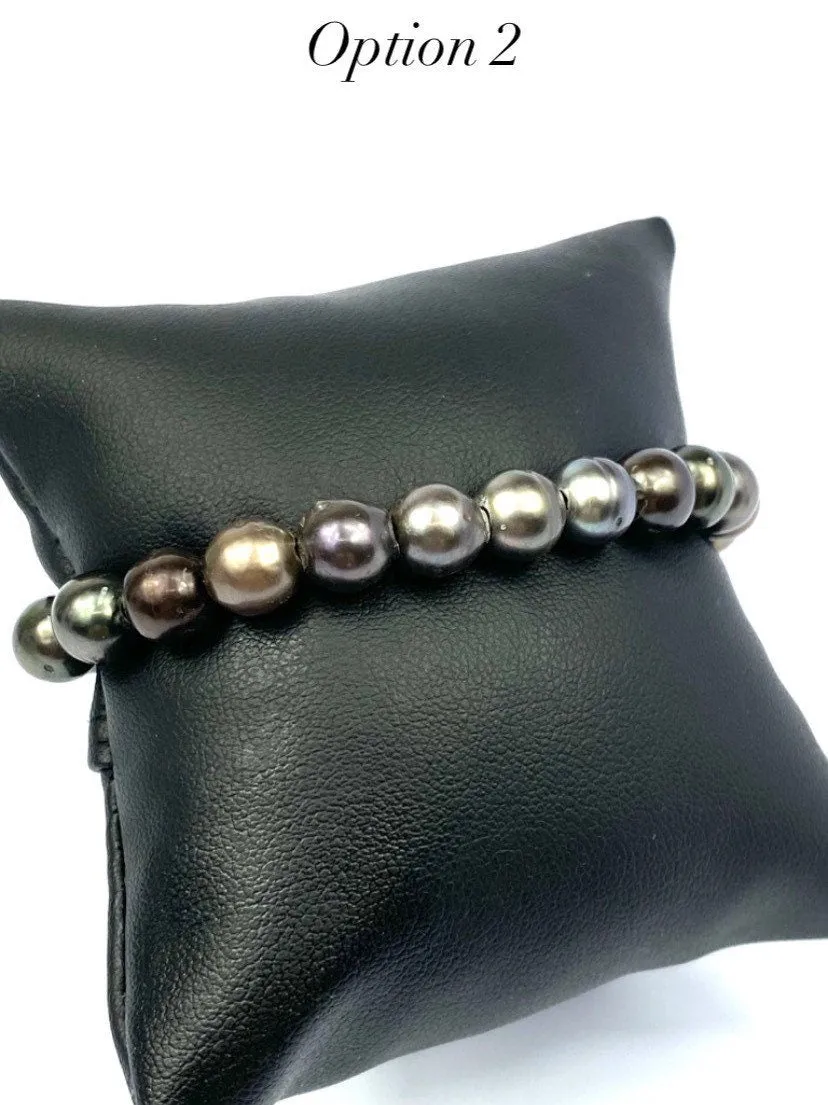 Adjustable Leather Tahitian Pearl Bracelet, Tahiti Pearls, Tahitian Pearls, Sku 985