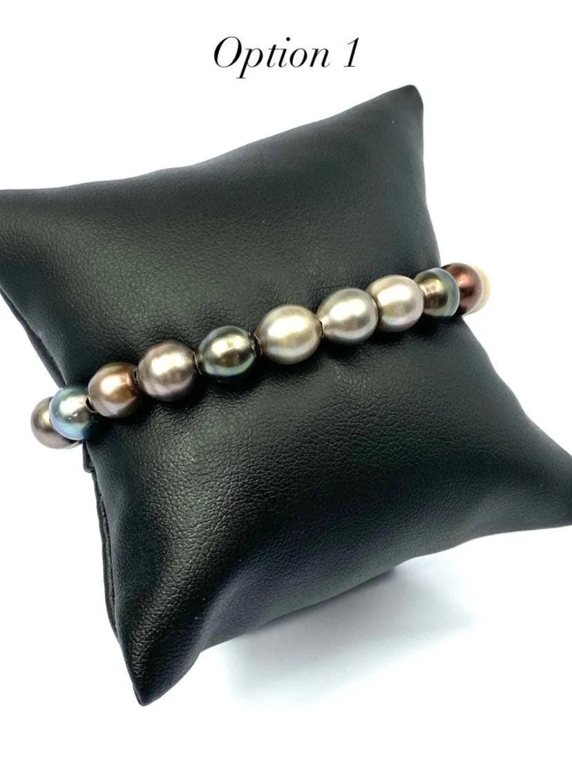 Adjustable Leather Tahitian Pearl Bracelet, Tahiti Pearls, Tahitian Pearls, Sku 985