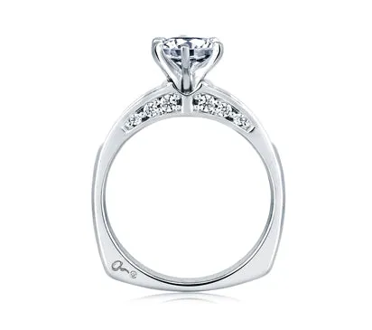 A.JAFFE ART DECO CLASSIC SIDE CHANNEL SET ENGAGEMENT RING 0.46             (not including center st