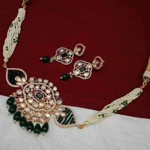 American Diamond Pearl Coller Choker Set