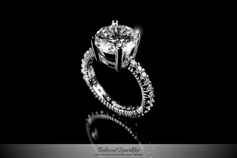 Anika 10mm Round Solitaire Engagement Ring | 4.5ct | Sterling Silver