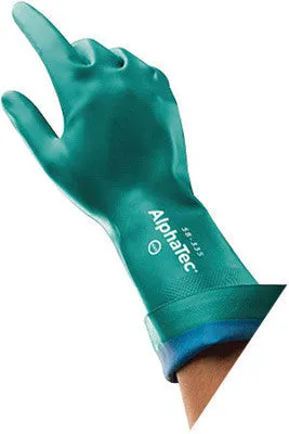 Ansell Size 10 Grass Green AlphaTec 15" AquaDri Nitrile Foam Lined 17/14 mil Nitrile Chemical Resistant Gloves With Gauntlet Cuff CASE