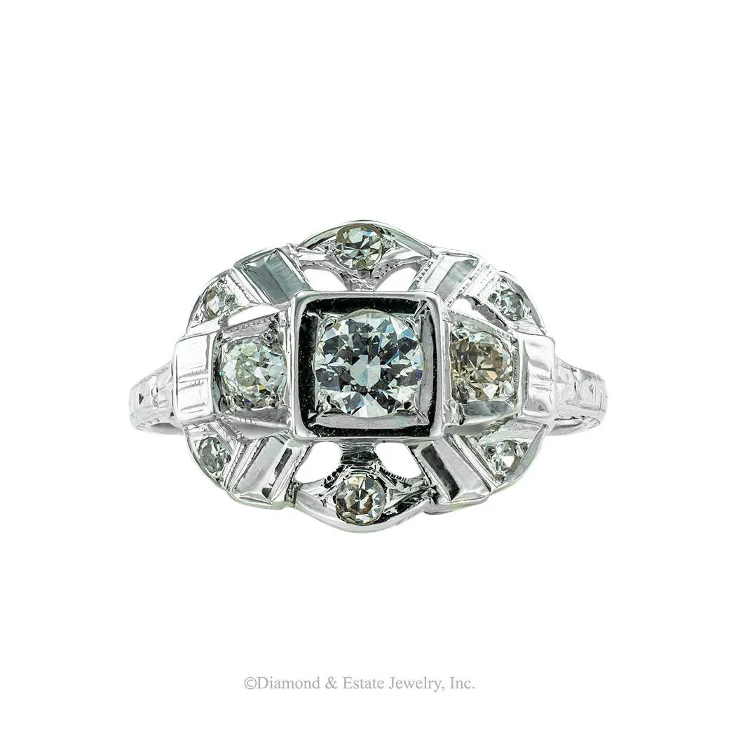 Art Deco Old European Cut Diamond Engagement Ring