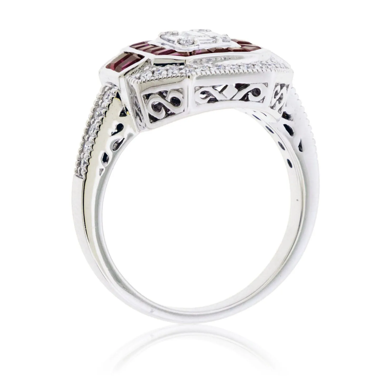 Baguette Ruby & Diamond Art Deco Inspired Ring