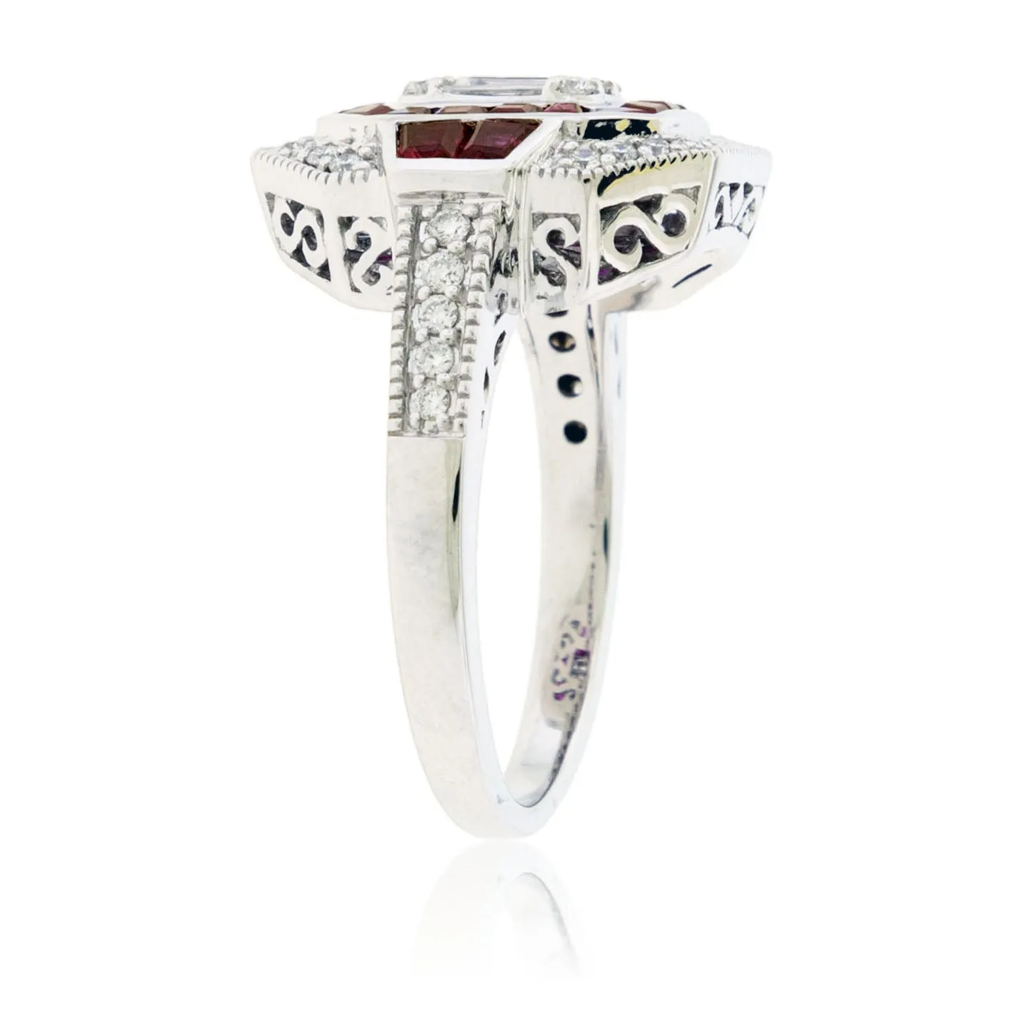 Baguette Ruby & Diamond Art Deco Inspired Ring