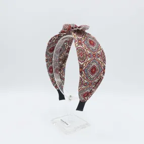 baroque print headband bow knotted hairband casual hair accessory for women