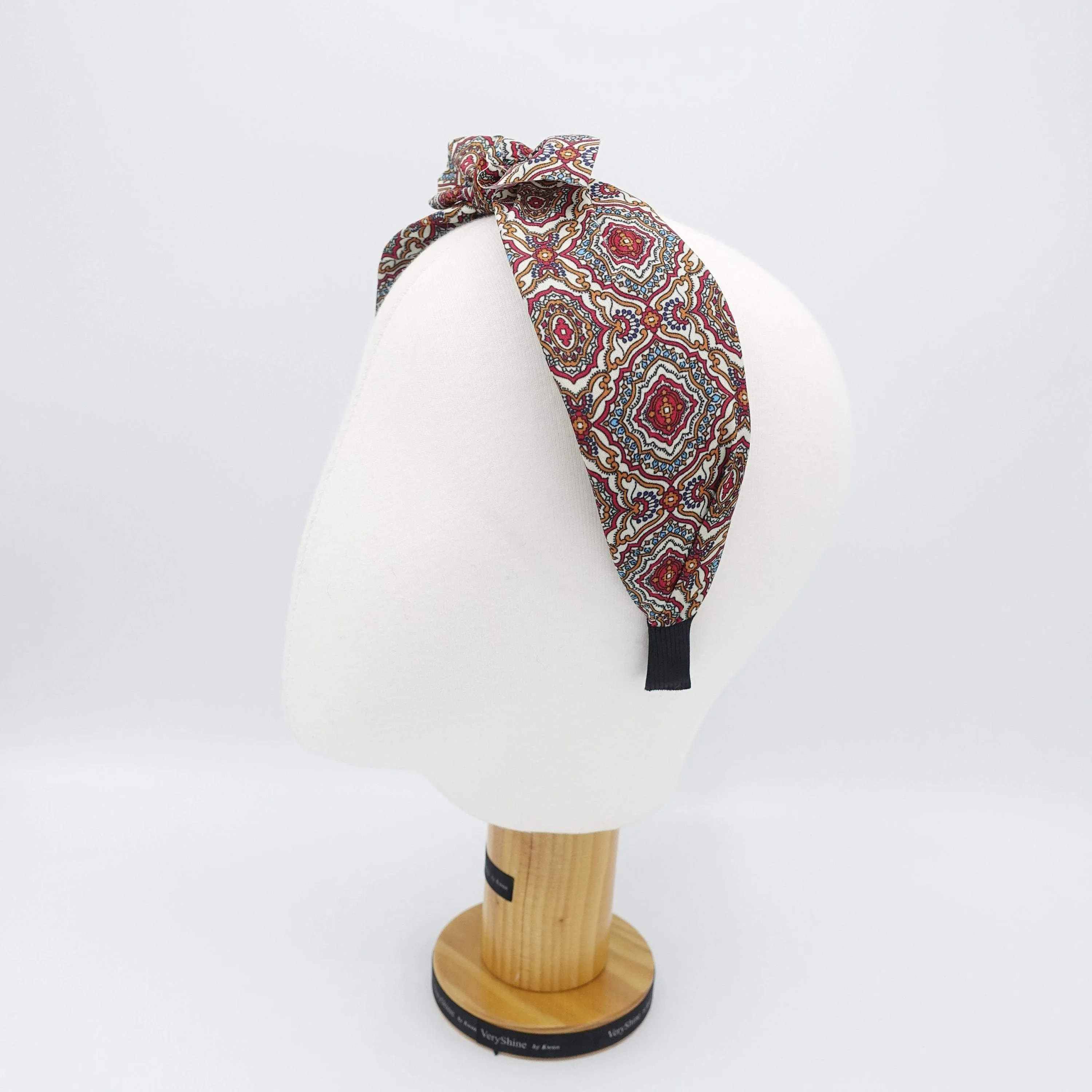 baroque print headband bow knotted hairband casual hair accessory for women