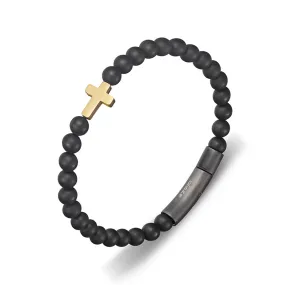 BEADED ONYX CROSS BRACELET