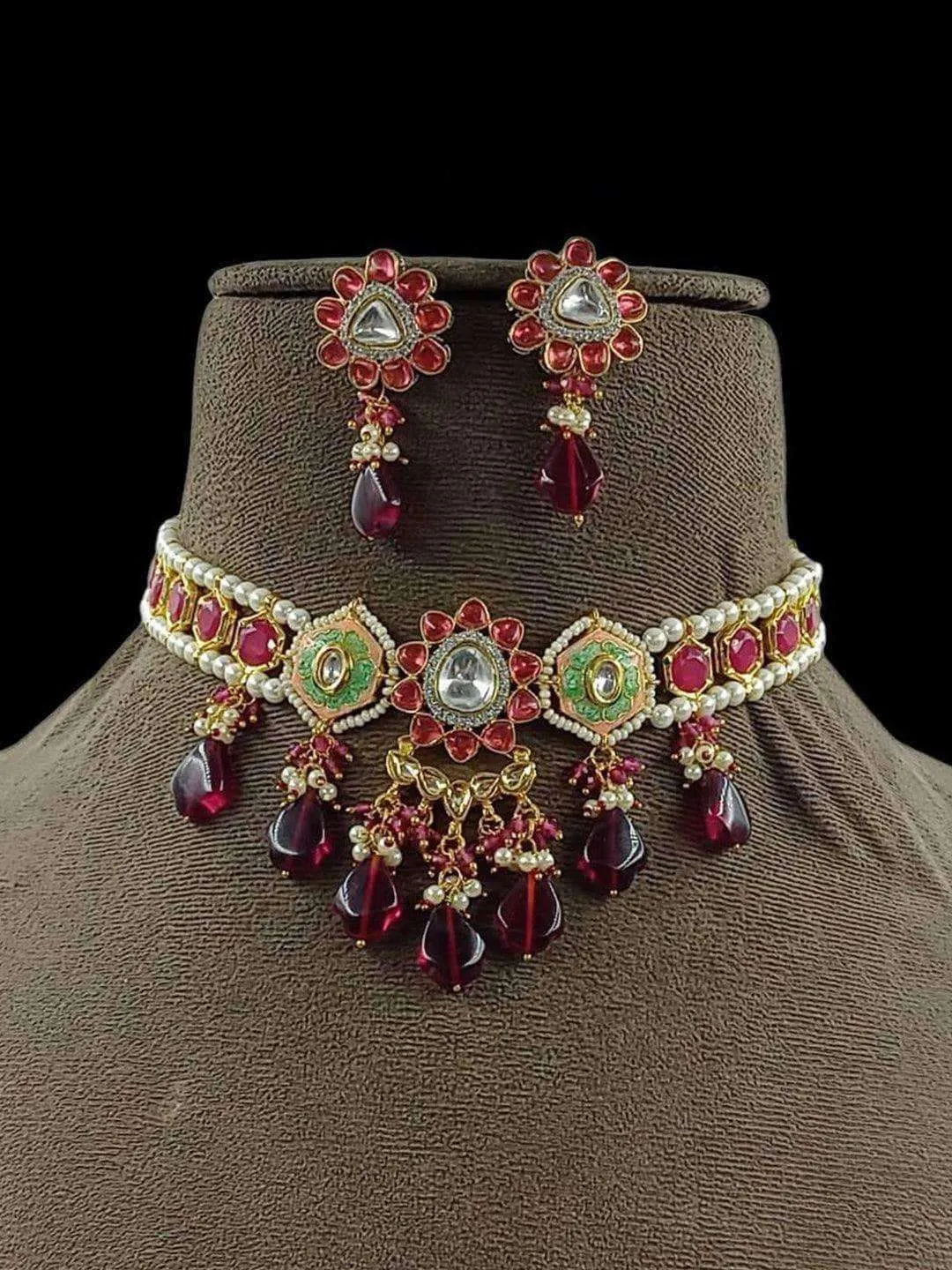 Beaded Polki Kundan Choker Set