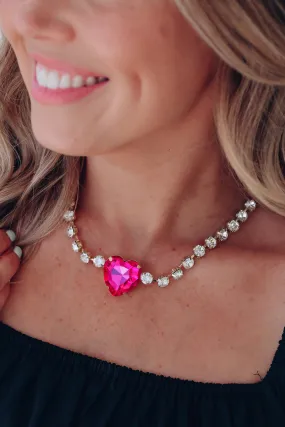 Bejeweled Heart Rhinestone Choker - Gold/Pink