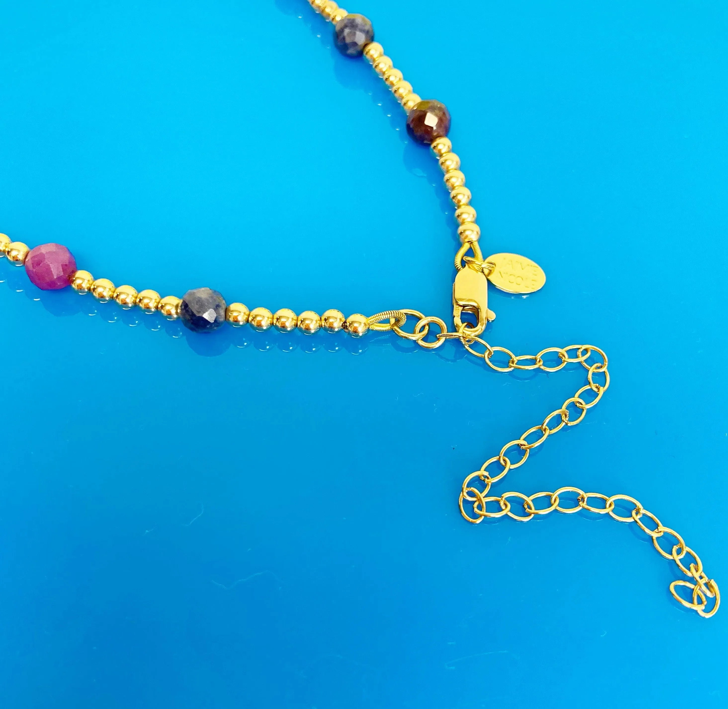 Berry | Sapphire and Gold Beaded Necklace