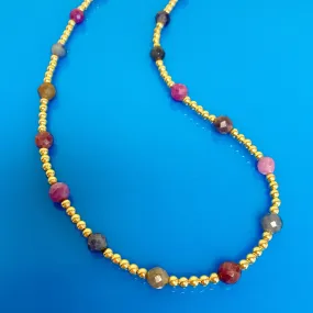 Berry | Sapphire and Gold Beaded Necklace