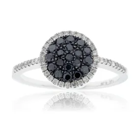 Black Diamond Cluster Centered Diamond Halo Ring