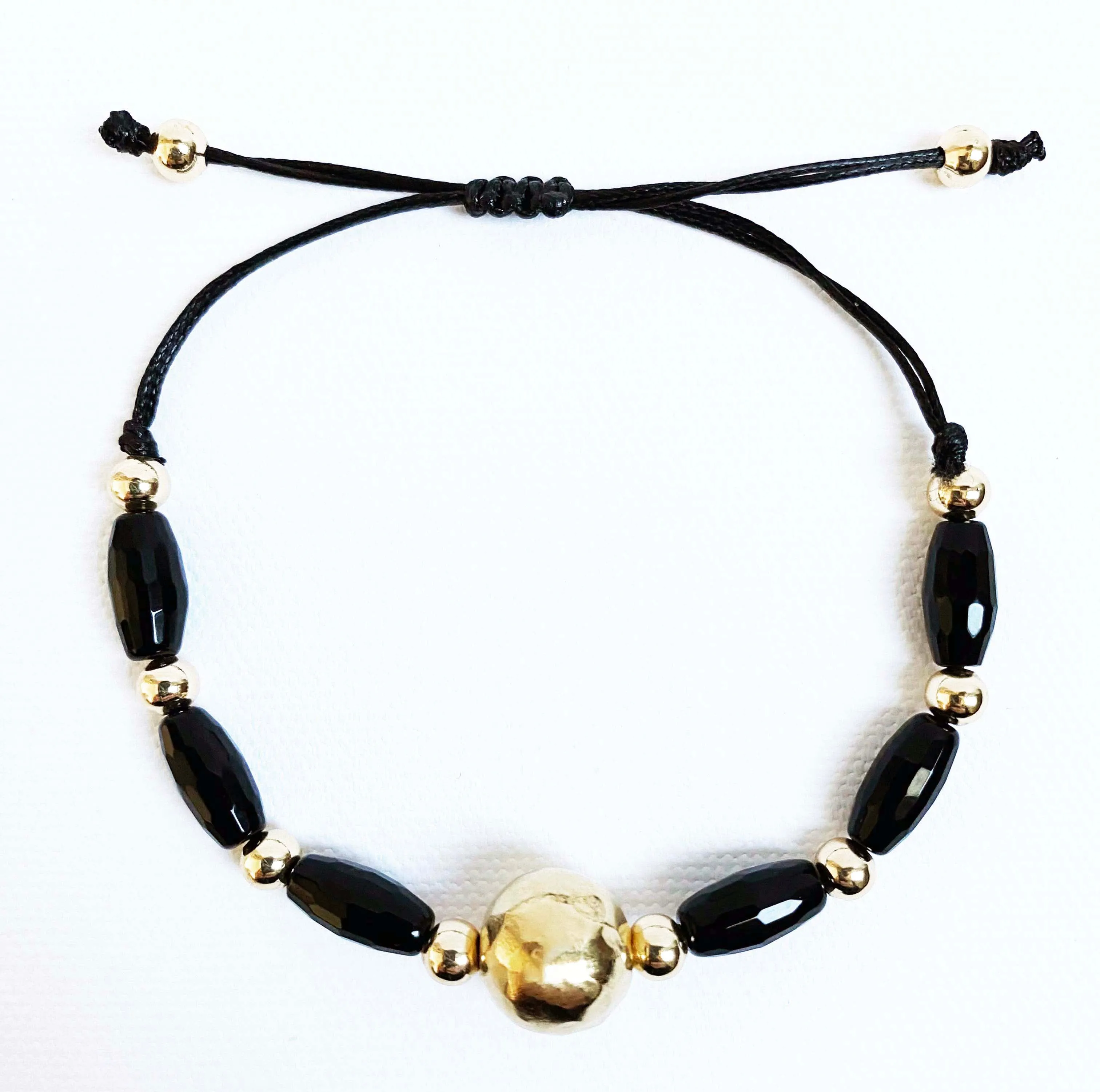 Black Onyx & Gold Bracelet (Set of Two)