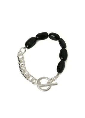 BLACK ONYX   BRASS SCREW-CHAIN BRACELET