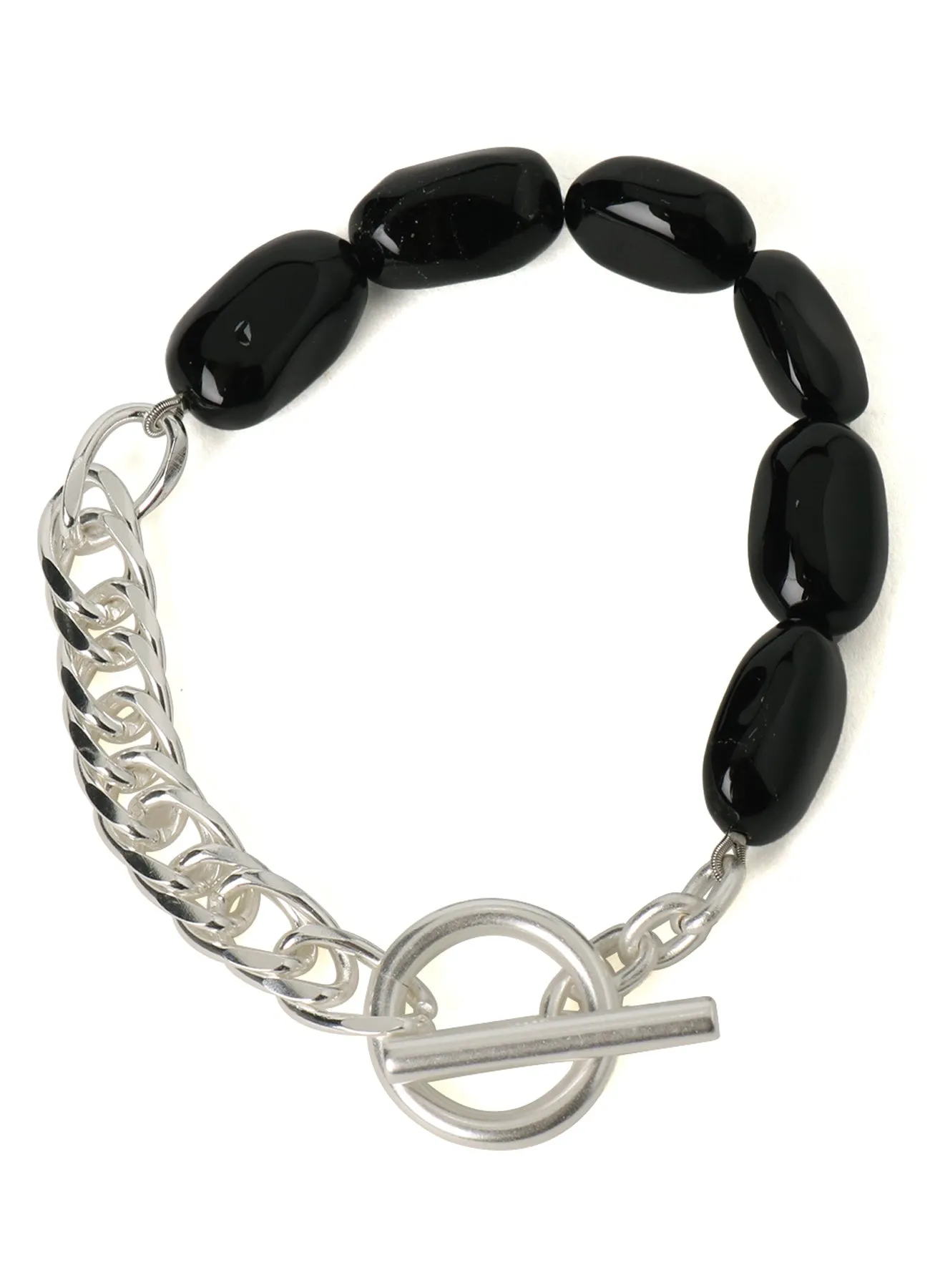 BLACK ONYX   BRASS SCREW-CHAIN BRACELET