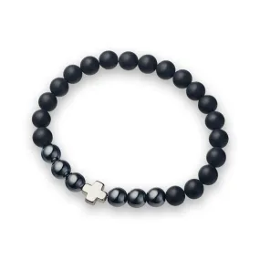 BLACK ONYX CROSS BRACELET