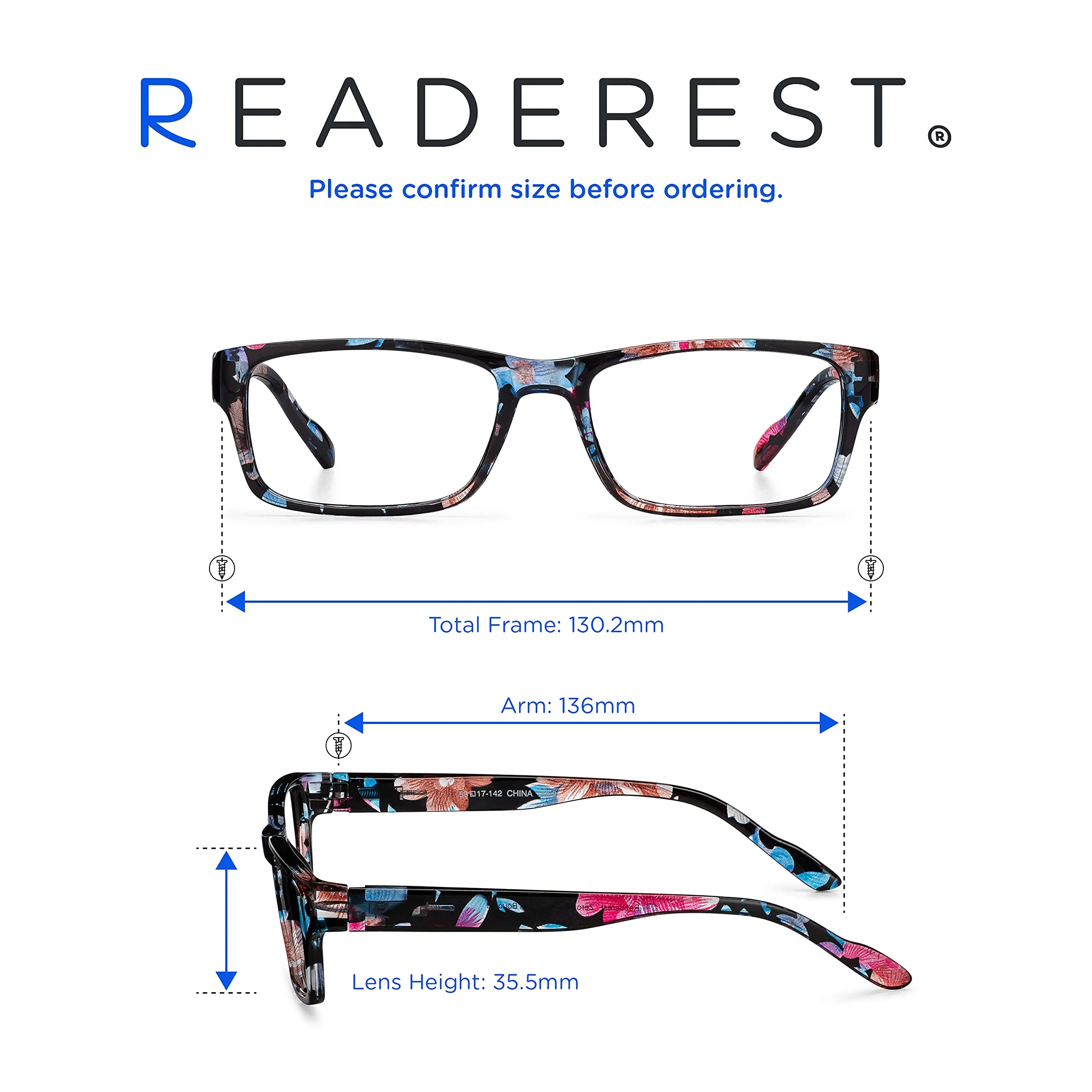 Blue-Light-Blocking-Reading-Glasses-Floral-0-50-Magnification Anti Glare