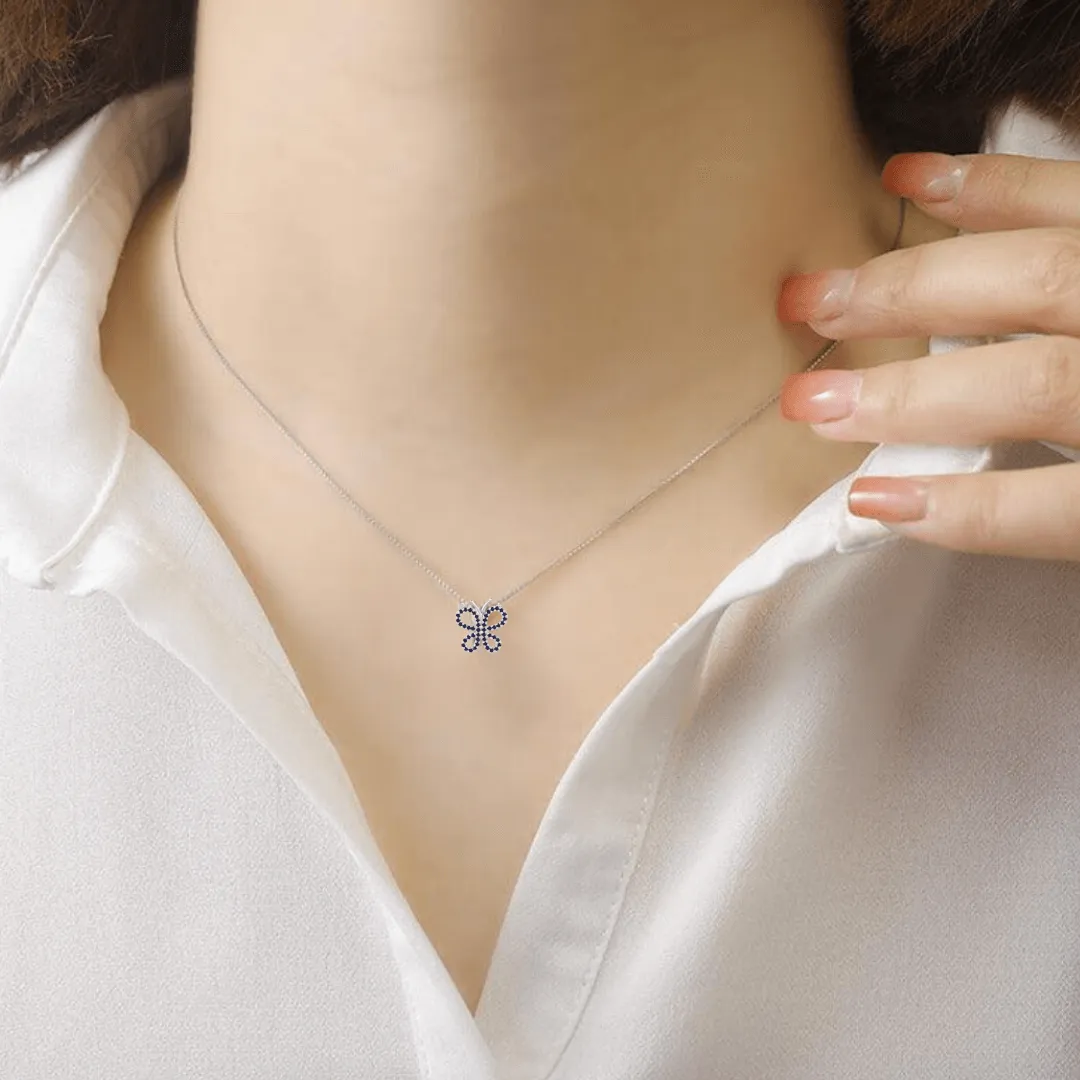 Blue Sapphire Butterfly Necklace