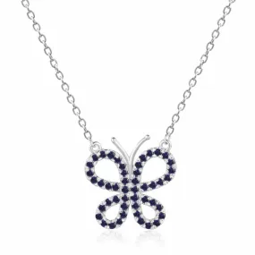 Blue Sapphire Butterfly Necklace