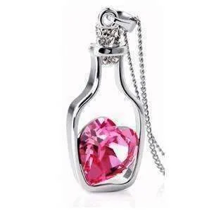 Bottled Up Love IOBI Crystals Necklace in Sapphire Pink