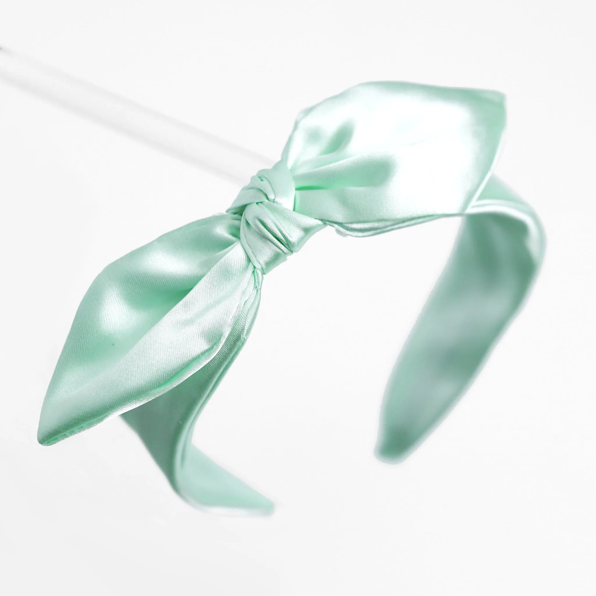 Bow Headband - Mint Satin