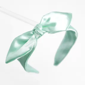 Bow Headband - Mint Satin