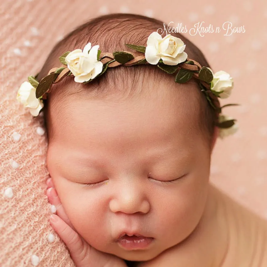 Braided Floral Vine Crown Headband, Baby Toddler